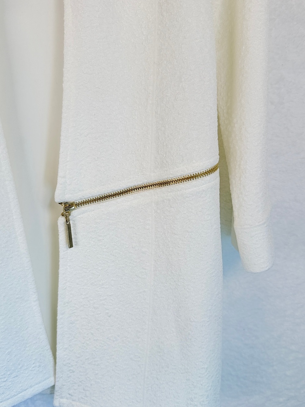 Eva Varro Textured Zip Accent Jacket Coat Womens Size Small Ivory avant garde - Picture 8 of 9